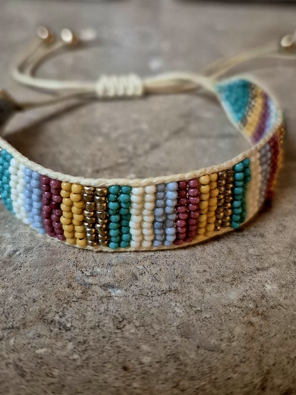 *NEW* Boho Multi-Color, Glass Beaded Bracelet- Handmade